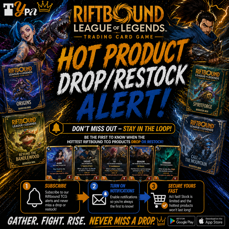 Riftbound League of Legends TCG - Hot Product Alert! (Varies by Site) Tracker & Restock Alerts | TYPA Riftbound League of Legends TCG - Hot Product Alert! (Varies by Site) Tracker & Restock Alerts | TYPA